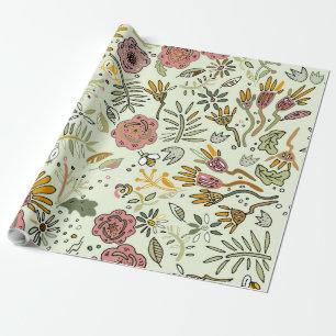 Waterverf Bloemen Bijen Elegant Modern Cadeaupapier