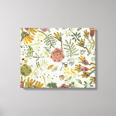 Waterverf Bloemen Bijen Elegant Modern Canvas Afdruk (Voorkant)