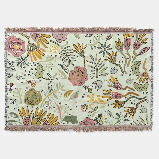 Waterverf Bloemen Bijen Elegant Modern Deken (Voorkant)