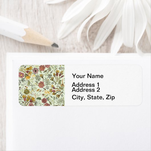 Waterverf Bloemen Bijen Elegant Modern Etiket (Insitu)