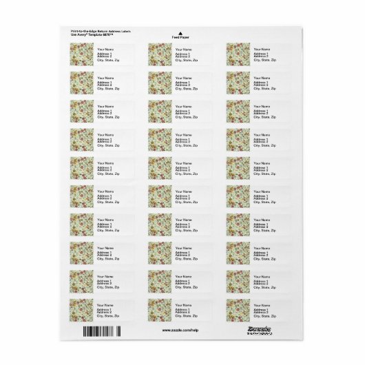 Waterverf Bloemen Bijen Elegant Modern Etiket (Full Sheet)