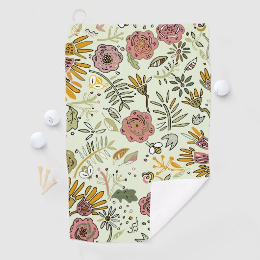Waterverf Bloemen Bijen Elegant Modern Golfhanddoek (Insitu)