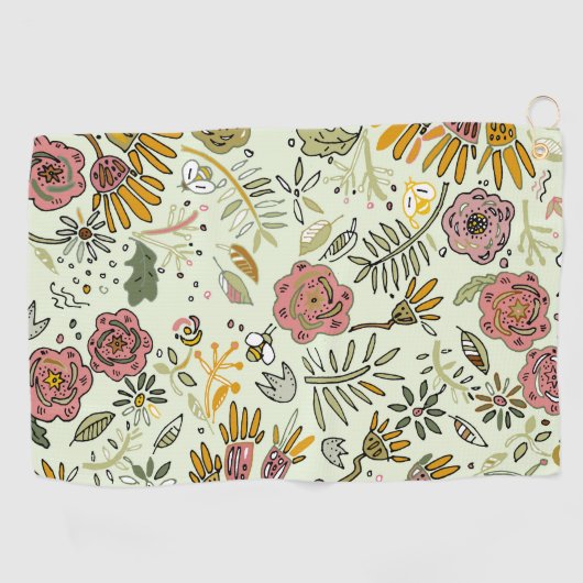 Waterverf Bloemen Bijen Elegant Modern Golfhanddoek (Horizontaal)
