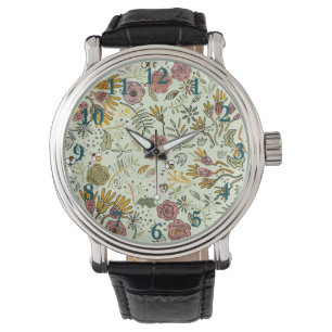 Waterverf Bloemen Bijen Elegant Modern Horloge