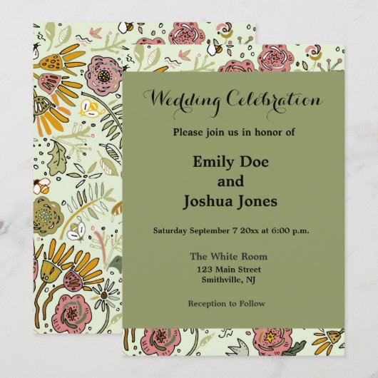 Waterverf Bloemen Bijen Elegant Modern Kaart (Voorkant / Achterkant)