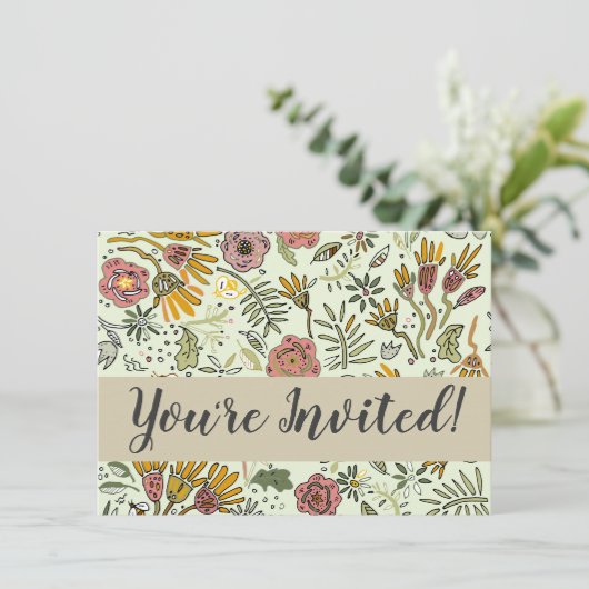 Waterverf Bloemen Bijen Elegant Modern Kaart (Staand voorkant)