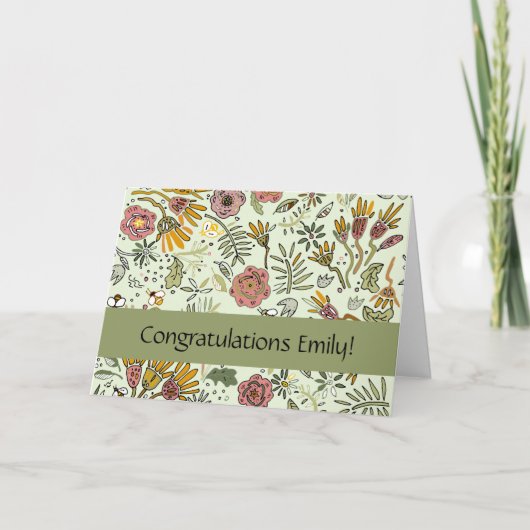 Waterverf Bloemen Bijen Elegant Modern Kaart (Voorkant)