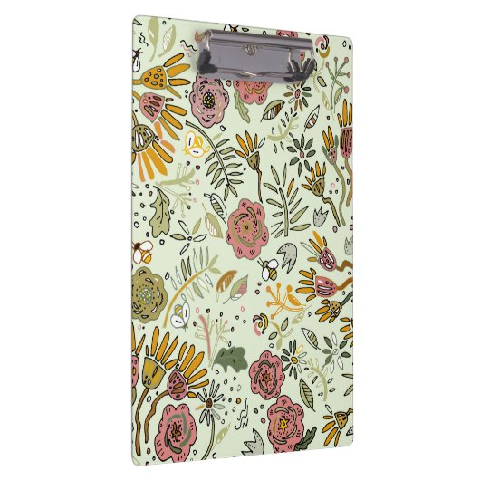 Waterverf Bloemen Bijen Elegant Modern Klembord (Rechts)