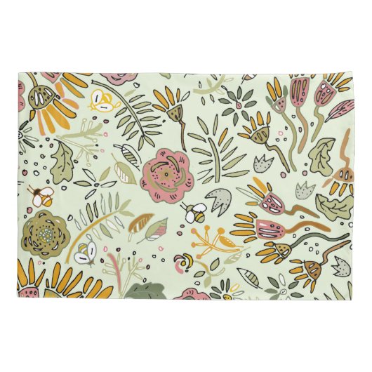 Waterverf Bloemen Bijen Elegant Modern Kussensloop (Achterkant)