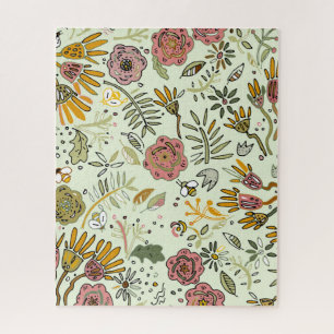 Waterverf Bloemen Bijen Elegant Modern Legpuzzel