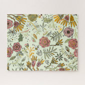 Waterverf Bloemen Bijen Elegant Modern Legpuzzel (Horizontaal)