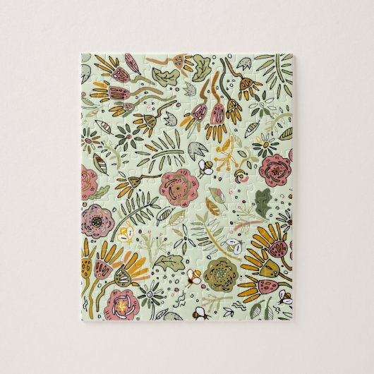 Waterverf Bloemen Bijen Elegant Modern Legpuzzel (Verticaal)