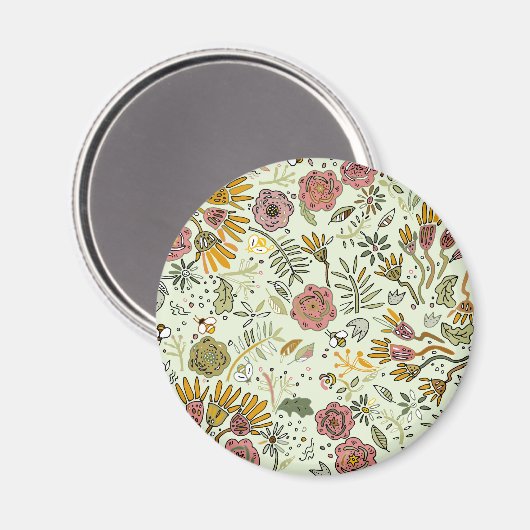 Waterverf Bloemen Bijen Elegant Modern Magneet (Voorkant / Achterkant)