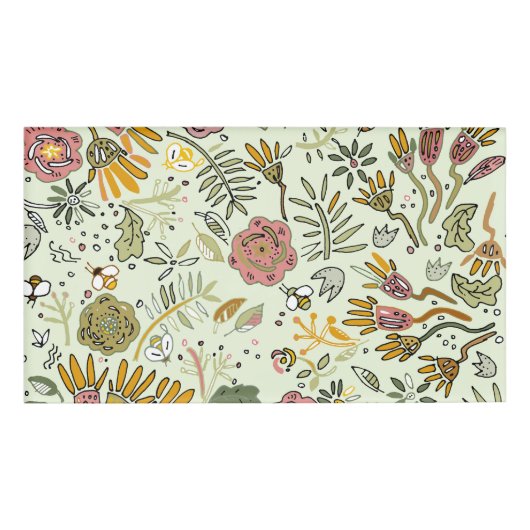Waterverf Bloemen Bijen Elegant Modern Naambadge (Voorkant)