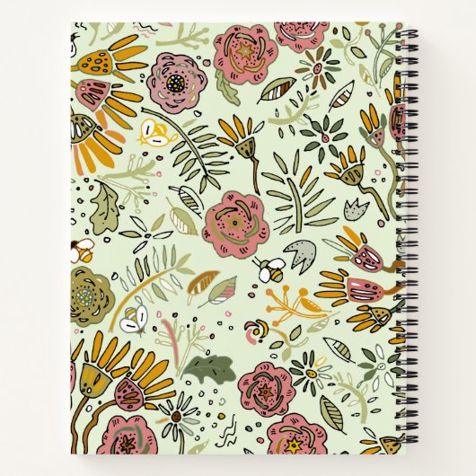 Waterverf Bloemen Bijen Elegant Modern Notitieboek (Achterkant)
