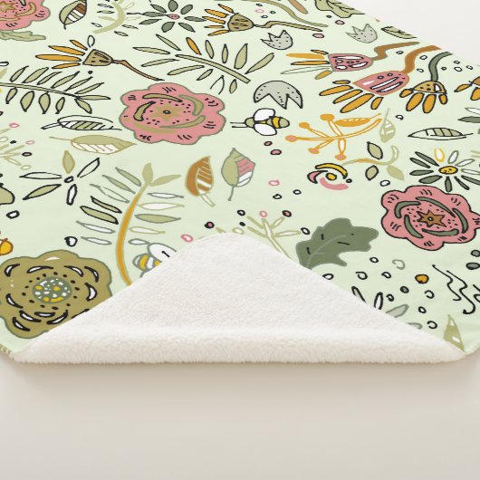 Waterverf Bloemen Bijen Elegant Modern Sherpa Deken (3/4)