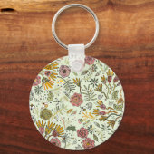 Waterverf Bloemen Bijen Elegant Modern Sleutelhanger (Voorkant)