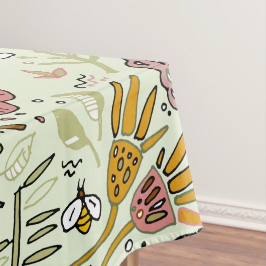 Waterverf Bloemen Bijen Elegant Modern Tafelkleed (Voorbeeld)
