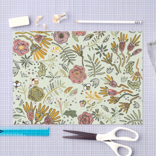 Waterverf Bloemen Bijen Elegant Modern Tissuepapier (Craft)