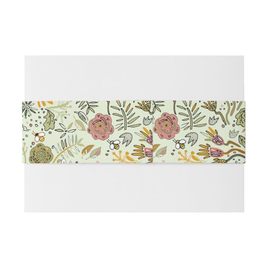 Waterverf Bloemen Bijen Elegant Modern Uitnodigingen Wikkel (Achterkant Voorbeeld)