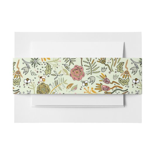 Waterverf Bloemen Bijen Elegant Modern Uitnodigingen Wikkel (Voorkant Voorbeeld)