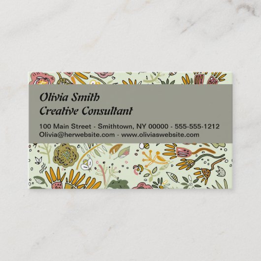 Waterverf Bloemen Bijen Elegant Modern Visitekaartje (Voorkant)