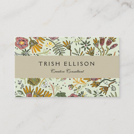 Waterverf Bloemen Bijen Elegant Modern Visitekaartje (Voorkant)