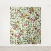 Waterverf Bloemen Bijen Elegant Modern Wandkleed (Voorkant)