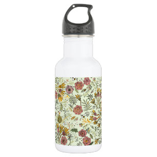 Waterverf Bloemen Bijen Elegant Modern Waterfles