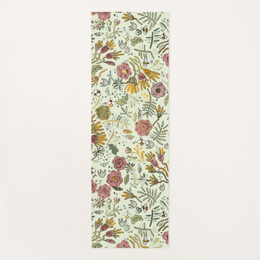Waterverf Bloemen Bijen Elegant Modern Yogamat (Voorkant)