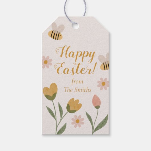 Waterverf Bloemen & Bijen Lente Pasen Cadeaulabel (Voorkant)