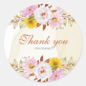 Waterverf Bloemen Bladeren Ronde Sticker (Voorkant)