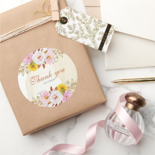 Waterverf Bloemen Bladeren Ronde Sticker