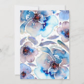 Waterverf Bloemen Blauw Boho Verjaardagsfeest Kaart (Achterkant)