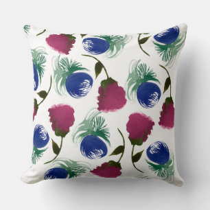 Waterverf Bloemen Blauw Bourgondië Groene Verf Kussen