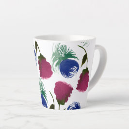 Waterverf Bloemen Blauw Bourgondië Groene Verf Latte Mok