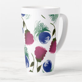 Waterverf Bloemen Blauw Bourgondië Groene Verf Latte Mok