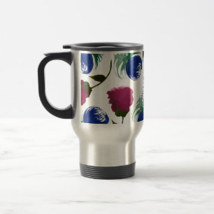 Waterverf Bloemen Blauw Bourgondië Groene Verf Reisbeker