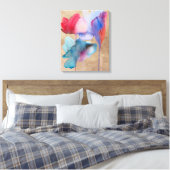 waterverf bloemen blauw en rood modern bloem canvas afdruk (Insitu (Slaapkamer))