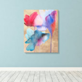 waterverf bloemen blauw en rood modern bloem canvas afdruk (Insitu (Houten vloer))