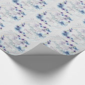 Waterverf Bloemen Blauw en Violet Naam en leeftijd Cadeaupapier (Hoek)