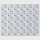 Waterverf Bloemen Blauw en Violet Naam en leeftijd Cadeaupapier (Vlak)