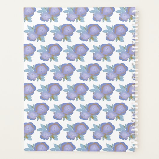 Waterverf Bloemen Blauw Goud Patroon Weekplanner Planner (Achterkant)