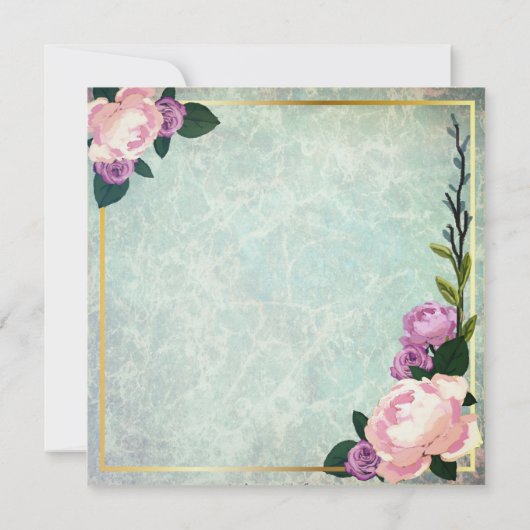 Waterverf Bloemen Blauw & Roze Verlovingsfeest Kaart (Achterkant)