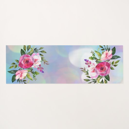 Waterverf bloemen Blauw roze Yoga Mat (Achterkant (horizontaal))