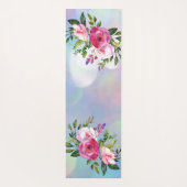 Waterverf bloemen Blauw roze Yoga Mat (Achterkant)