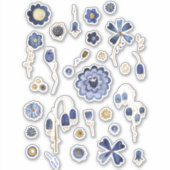 Waterverf bloemen blauw sticker (Voorkant)