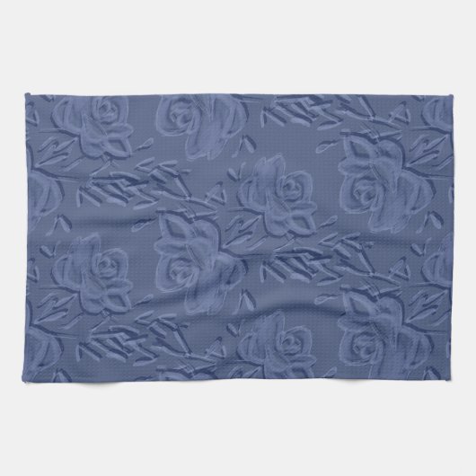  Waterverf bloemen blauw Theedoek (Horizontaal)