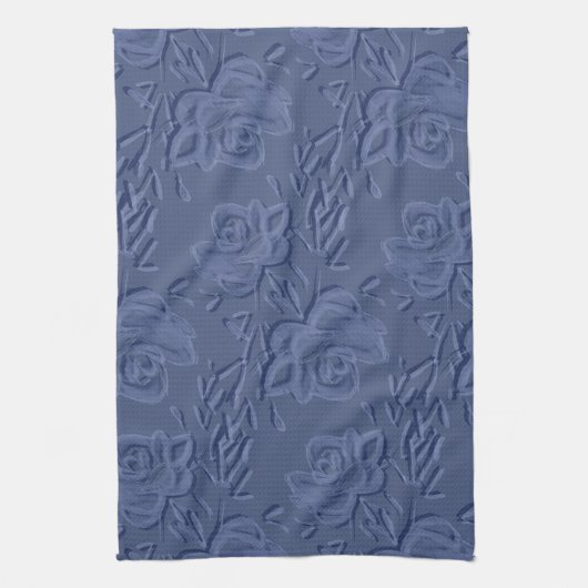  Waterverf bloemen blauw Theedoek (Verticaal)