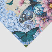 Waterverf Bloemen Blauwe Hydrangea & Vlinders Tissuepapier (Detail)